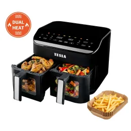 TESLA AirCook DualHeat QD464 XXL - multifunkční duální digitální horkovzdušná fritéza