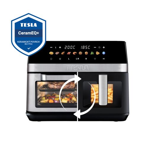 TESLA AirCook DualZone Q787 XXL Deluxe - multifunkční duální digitální horkovzdušná fritéza
